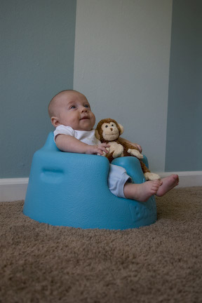 Landon in a bumbo