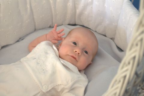 Landon in the Family Bassinet