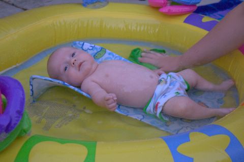 Landon in a baby pool